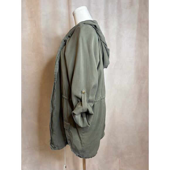 Pixley Lyocell Utility Jacket Olive Green Removable Hood Size L - Picture 3 of 9